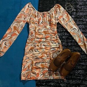 Mini orange and brown dress